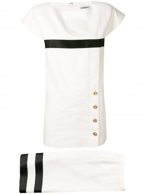 Комплект из блузки и юбки 1980-х годов Chanel Pre-Owned. Цвет: белый