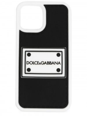 Чехол для iPhone 12 Pro с нашивкой-логотипом Dolce & Gabbana. Цвет: черный