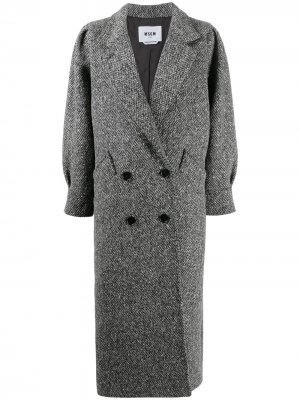 Двубортное пальто MSGM. Цвет: черный