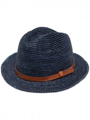 Соломенная шляпа-федора IBELIV. Цвет: синий