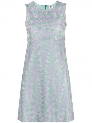 Короткое платье без рукавов с принтом зигзаг M Missoni. Цвет: синий