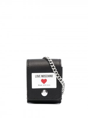 Чехол для телефона из искусственной кожи с логотипом Love Moschino. Цвет: черный