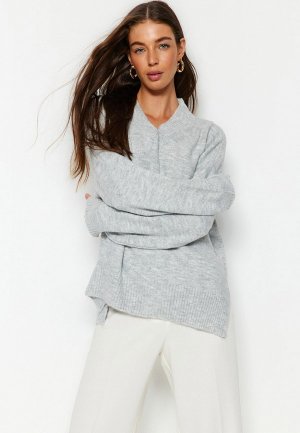 Пуловер Trendyol. Цвет: серый