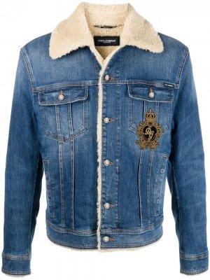 Джинсовая куртка DG King с подкладкой из овчины Dolce & Gabbana. Цвет: синий