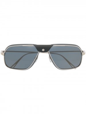 Солнцезащитные очки-авиаторы с затемненными линзами Cartier Eyewear. Цвет: серебристый