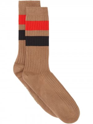 Носки с полосками Burberry. Цвет: коричневый