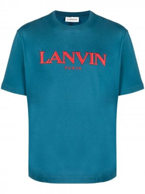 Футболка с вышитым логотипом LANVIN. Цвет: синий