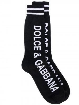 Носки с принтом-логотипом Dolce & Gabbana. Цвет: черный