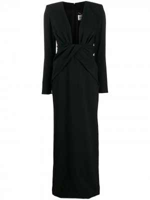 Вечернее платье с глубоким вырезом Saint Laurent. Цвет: черный
