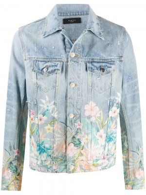 Джинсовая куртка с цветочным принтом AMIRI. Цвет: синий