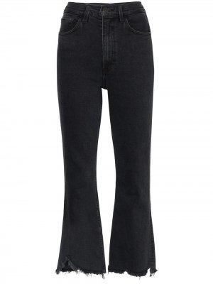 Расклешенные джинсы с бахромой 3x1. Цвет: черный