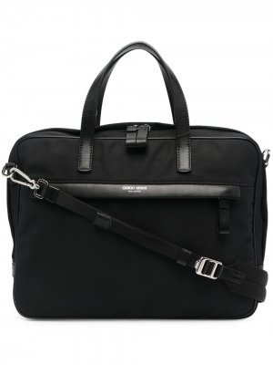 Дорожная сумка с логотипом Giorgio Armani. Цвет: черный