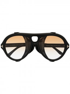 Солнцезащитные очки-авиаторы Neughman TOM FORD Eyewear. Цвет: черный