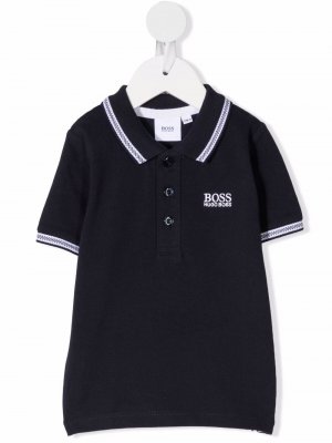 Рубашка поло с вышитым логотипом BOSS Kidswear. Цвет: синий