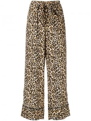 Широкие брюки с леопардовым принтом Gold Hawk. Цвет: коричневый