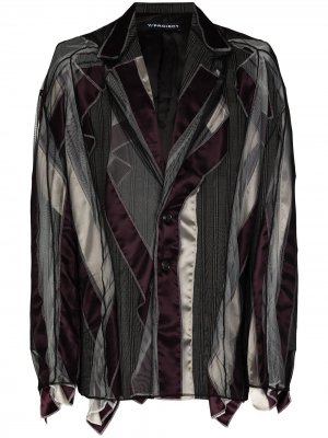 Полосатый пиджак в технике пэчворк Y/Project. Цвет: коричневый