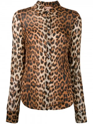 Рубашка с леопардовым принтом Nº21. Цвет: коричневый
