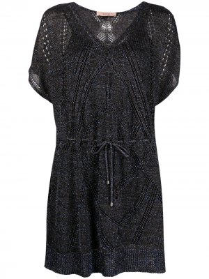Платье с короткими рукавами TWINSET. Цвет: черный