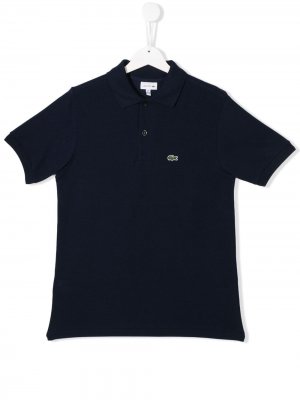 Рубашка-поло с вышитым логотипом Lacoste Kids. Цвет: синий