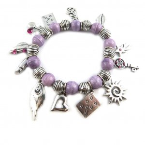 [G0334] - Дизайнерский браслет  Цыганский пурпурный серебристый. NOA