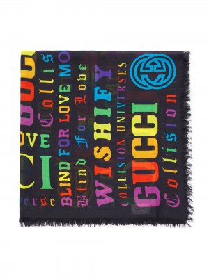 Платок с принтом Gucci Kids. Цвет: черный