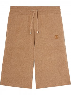 Кашемировые шорты с вышитым логотипом Burberry. Цвет: коричневый