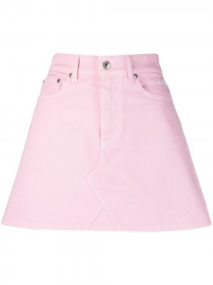 Джинсовая юбка А-силуэта MSGM. Цвет: розовый