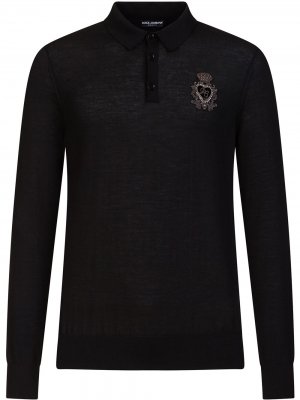 Рубашка поло с вышитым логотипом Dolce & Gabbana. Цвет: черный