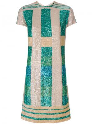 Платье с пайетками William Vintage. Цвет: зеленый