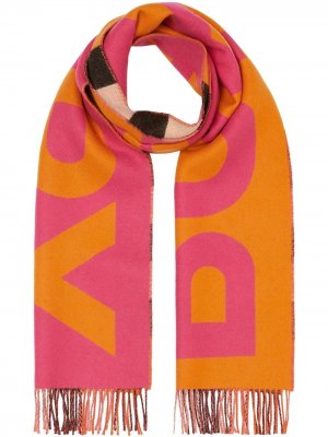 Двусторонний шарф с логотипом Burberry. Цвет: оранжевый