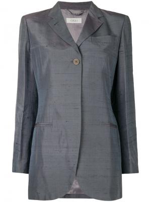 Блестящий пиджак прямого кроя Romeo Gigli Pre-Owned. Цвет: серый