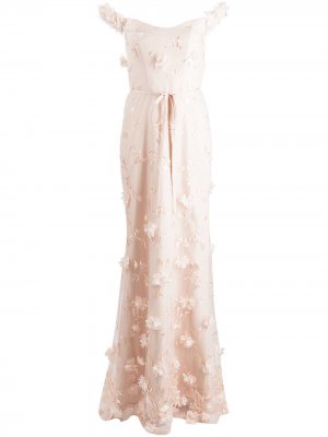 Вечернее платье макси с цветочной вышивкой Marchesa Notte Bridesmaids. Цвет: нейтральные цвета