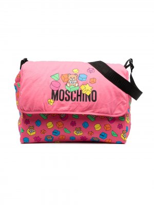 Пеленальная сумка Toy Bear с логотипом Moschino Kids. Цвет: розовый