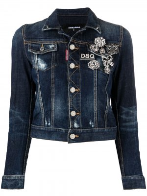 Декорированная джинсовая куртка Dsquared2. Цвет: синий
