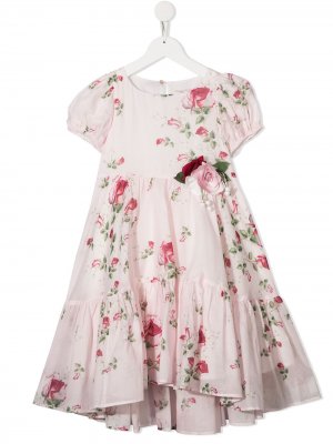 Платье макси с цветочным принтом Monnalisa. Цвет: розовый