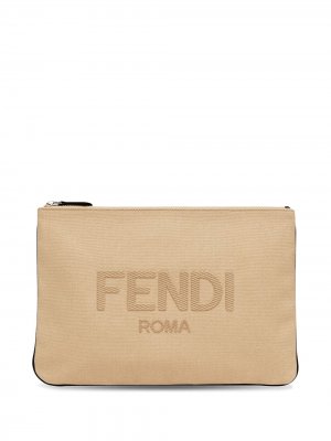 Клатч среднего размера с логотипом Fendi. Цвет: нейтральные цвета