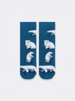 Носки детские синие с рисунком в виде медведей Mark Formelle. Цвет: джинсовый