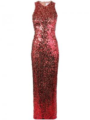 Длинное платье с пайетками Galvan. Цвет: красный