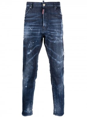 Узкие джинсы с эффектом потертости Dsquared2. Цвет: синий