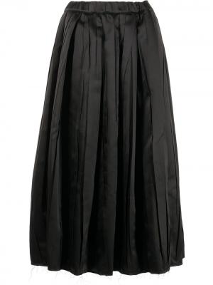 Атласная юбка со складками Comme Des Garçons. Цвет: черный