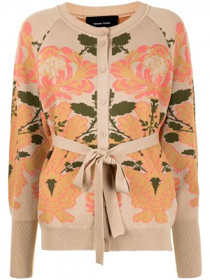 Кардиган-пальто с цветочным узором Simone Rocha. Цвет: коричневый