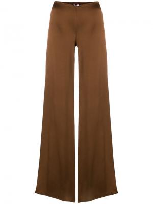 Блестящие расклешенные брюки Romeo Gigli Pre-Owned. Цвет: коричневый