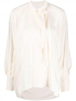 Блузка оверсайз с воротником на завязке Chloé. Цвет: нейтральные цвета