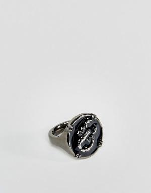 Серебристое кольцо со скорпионом ASOS. Цвет: серебряный