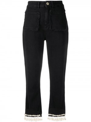 Укороченные джинсы Shania с искусственным жемчугом Pinko. Цвет: черный