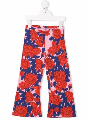 Расклешенные брюки с цветочным принтом Mini Rodini. Цвет: розовый