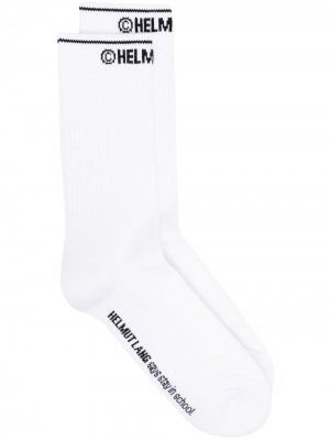 Носки вязки интарсия с логотипом Helmut Lang. Цвет: белый