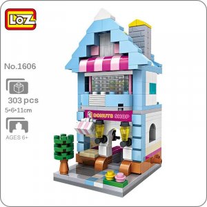 1606 городская улица сладкие пончики десертный магазин архитектурная модель мини-блоки кирпичи строительные игрушки для детей подарок без коробки LOZ
