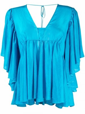 Блузка с драпировкой Forte. Цвет: синий