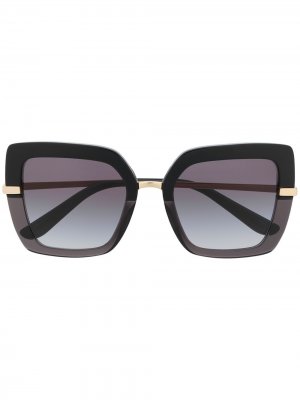 Солнцезащитные очки в квадратной оправе с принтом Dolce & Gabbana Eyewear. Цвет: черный